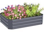 Letto Rialzato Outsunny In Acciaio, Letto Di Piantagione Telaio Freddo Letto Giardino Fioriera Impilabile, Fioriera Letto Vegetale 120X90X30Cm Per Giardino Balcone, Fioriera Per Fiori, Piante, Ortaggi