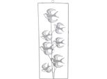 Decorazione Rondine In Metallo Da Appendere Bianco-Argento, Decorazione Da Parete E Da Finestra In Stile Shabby Chic, 47,5Cm