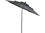 Costway Ombrellone Da Giardino 300Cm Stabile E Antivento, Ombrellone Ventilato In Alluminio Con Manovella, Pieghevole, Protezione Uv E Solare, Ombrellone Da Mercato Antracite