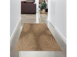 Elegante Tappeto Per Interni Ed Esterni Con Motivo A Foglie Tropicali In Beige Marrone Dimensioni - 80 X 150 Cm