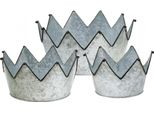 Ciotola Decorativa Corona Metallo Look Vintage Nero Set 3 Misure Ø26,5/22,5/19Cm