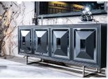 Credenza Specchio Soggiorno Grigio Cassettiera Legno Metallo Stile Moderno Mobile
