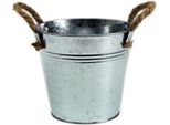 Secchio In Latta Lucida Ø25Cm Con Manici In Corda - Decorazione, Fioriera, Secchio Per Fiori
