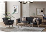 Set Da Salotto Grigio Lusso Tre Posti Poltrona Imbottita Stile Arredamento Tessile