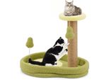 Tiragraffi Costway Alto 50 Cm, Albero Per Gatti In Look Avocado, Albero Da Gioco Con Letto Per Gatti, Giocattolo Di Piume E Tiragraffi In Sisal, Albero Da Arrampicata Per Gatti