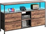Mobile Tv Fortuna Lai 137 Cm - Look Legno Tigrato Con Cassetti In Tessuto Legno Tigrato, Tavolo Tv Moderno Per Soggiorno