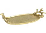 Vassoio Decorativo Dorato In Corno Di Cervo In Stile Vintage, Ovale, Per Il Soggiorno, Vassoio Portagioie 35X17Cm