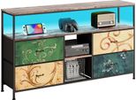 Mobile Tv Fortuna Lai 137 Cm - Look Legno Tigrato Con Cassetti In Tessuto Colorato, Tavolo Tv Moderno Per Il Soggiorno