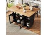 Carrello Da Cucina Flieks Con Piano Di Lavoro Pieghevole, Carrello Da Cucina Carrello Da Cucina A Isola Carrello Da Cucina Con Ripiani E Anta In Vetro, Carrello Da Pranzo Nero