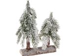 Decorazione Albero Di Natale Verde Bianco Invernale Su Base Di Legno H28Cm - Albero Artificiale Mini Albero Di Natale Stile Scandi Country House