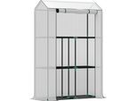 Serra Outsunny Con Ripiani E Porta A Rullo, Serra In Pellicola D'acciaio Resistente All'inverno, Serra Per Balcone, Giardino, Casa Per Pomodori Con Protezione Uv 100X40X150Cm