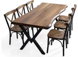 Tavolo Da Pranzo Con 6 Sedie Legno Metallo Tavolo Da Cucina Gruppo Da Pranzo Gruppo Sala Da Pranzo