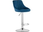 Hocker Da Bar Per Sala Da Pranzo High Kast - Velluto Blu Navy / Base Cromata