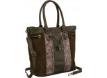 David Jones | Borsa Da Donna, In Pelle Biologica, Con Motivo A Pelle Di Serpente, Kaki, 37,5X28,5X14,5 Cm