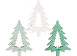 Decorazione A Spargimento Abete In Legno Verde Natale 4Cm 72 Pezzi