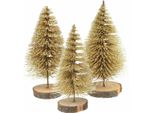 Mini Alberi Di Natale Dorati Decorazione Da Tavola Natale H7Cm Set Da 6, 6 Pezzi