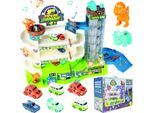 Malplay Parcheggio Scivolo Dinosauro 6 Auto Garage Con Ascensore Mega Park Distributore Di Benzina Da 3 Anni