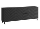 Minio Go For It, Cassettiera "Loket"" 180 Cm, Frontale In Mdf Con Design 3D, A Spina Di Pesce, Colore Nero"