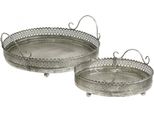 Set Di Vassoi Vintage In Argento, Vassoio Decorativo Rotondo, Vassoio Per Candele Dall'aspetto Antico, Metallo Orientale, 2 Misure