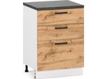 Armadio Da Cucina, Base, Verticale, 60 Cm, Rovere Wotan, 3 Cassetti