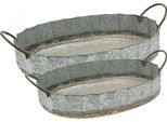 Set Di 2 Ciotole In Zinco In Stile Antico Con Manico, Ciotola Decorativa Per Piante E Decorazioni, L45Cm/59Cm