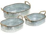 Set Di Vasi Per Piante Con Manici, Ciotola Per Erbe Aromatiche, Ciotola Decorativa, Metallo Argento/Marrone In 3 Misure