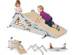 Costway Set Da Arrampicata, Giochi Da Arrampicata In Legno Pieghevoli Con Rampa Regolabile E Reversibile, Scala Da Arrampicata, Pietre Da Arrampicata E Altalena Per Bambini