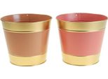 Set Di 4 Fioriere Moderne In Metallo Con Bordo Dorato Ø13Cm H12Cm - Vasi Decorativi Per Interni E Per La Tavola