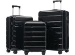 Flieks Set Di Valigie Trolley 3 Pezzi, Set Di Valigie Da Viaggio Valigia A Mano Con Serrature Tsa, Set Di Valigie Rigide 3 Pezzi Con Rotelle Girevoli, Nero