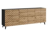 Minio Go For It, Cassettiera "Loket"" 180 Cm, Frontale In Mdf Con Motivo A Spina Di Pesce, Colore Nero / Wotan"