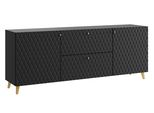 Minio Go For It, Cassettiera "Loket"" 180 Cm, Frontale In Mdf Con Motivo 3D, Colore Nero"
