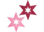 Stelle Di Legno Decorazione Natalizia 72 Pezzi Viola Rosa 4Cm, 72 Pezzi