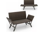Panca Da Giardino Costway In Polyrattan Con Funzione Reclinabile, Divano Da Giardino Con Imbottitura In Schiuma Ad Asciugatura Rapida E Braccioli Regolabili, Panca Da Balcone