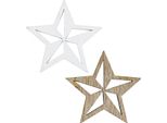 Stelle Di Legno Decorazione Natale Bianco Natura Sparse Decorazione 3,5Cm 48 Pezzi