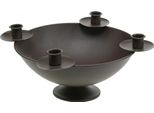 Ciotola Decorativa In Metallo Marrone Ø31Cm Con 4 Portacandele Per Candele A Bastoncino - Alternativa Per L'avvento
