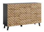 Minio Go For It, Cassettiera, Loket Credenza A 3 Ante, 120, Rovere Wotan / Nero