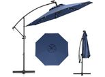 Costway Ombrellone φ300Cm, Ombrellone A Sbalzo Con 32 Led Solari E Manovella, Angolo Di Inclinazione Regolabile, Ombrellone Da Giardino Ombrellone Da Patio Ombrellone Marino