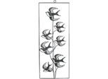 Decorazione Da Parete Rondini In Volo, Gioielli In Metallo Lavato Grigio Argento E Bianco, Decorazione Da Appendere H47,5 Cm