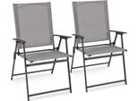 Set Di 2 Sedie Da Giardino Costway, Sedie Pieghevoli Con Schienale Alto E Braccioli, Sedie Da Balcone, Sedie Da Patio Con Portata Fino A 150 Kg 58X57,5X95,5 Cm Grigio
