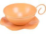 Tazza Decorativa E Piatto Arancione 16Cm Metallo Decorazione Tavolo Set 2Pcs