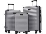 Set Di Valigie Flieks 3 Pezzi, Valigia Con Portabicchieri Pieghevole, Set Di Valigie Da Viaggio Con 4 Ruote E Chiusura Tsa, Trolley Rigido, M-L-XL, Grigio