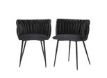 Lvhom Sedie Da Pranzo Set Di 2 Sedie Da Soggiorno Rivestite In Velluto Sedia Imbottita Stile Tessuto, Sedia Da Sala Da Pranzo, Struttura In Metallo Nero, Nero
