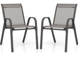 Costway Set Di 2 Sedie Da Giardino Impilabili, Sedie Da Balcone Sedie Da Patio Impilabili Con Braccioli, Caricabili Fino A 150 Kg, 56X70X84Cm Grigio