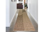 Tappeto Per Interni Ed Esterni Con Motivo Geometrico A Fiocchi In Marrone Beige Dimensioni - 80 X 250 Cm
