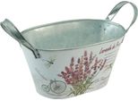 Fioriera Ovale In Metallo Stampa Lavanda Con Manici 32×15×15Cm
