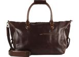 Buckle & Seam Pelle Borsa Da Viaggio Linwood Blu Weekender Brown Marrone Scuro
