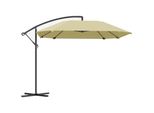 Outsunny Ombrellone A Sbalzo In Alluminio Ø 260 Cm, Ombrellone Impermeabile A Manovella Con Supporto, Manovella, Protezione Dal Vento, Ombrellone Da Mercato Inclinabile Ombrellone Da Giardino Inclinabile