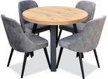 Sala Da Pranzo Rotonda + 4 Sedie Set Di Sedie Tavolo Rotondo Tavoli Di Legno Rotondo 5Pcs