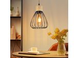 Zmh Lampada A Sospensione Tavolo Da Pranzo Sospensione Lampada Sala Da Pranzo Vintage Lampada Sala Da Pranzo Nero Lampada A Sospensione Metallo 1 Fiamma Corda Di Canapa Retrò In Legno Industriale E27 Lampada A Sospensione Per Soggiorno Senza Lampadina