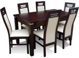 Tavolo Da Pranzo Di Design In Legno + Set Di 6 Sedie Gruppo Sala 7 Pezzi Tavoli Nuovo